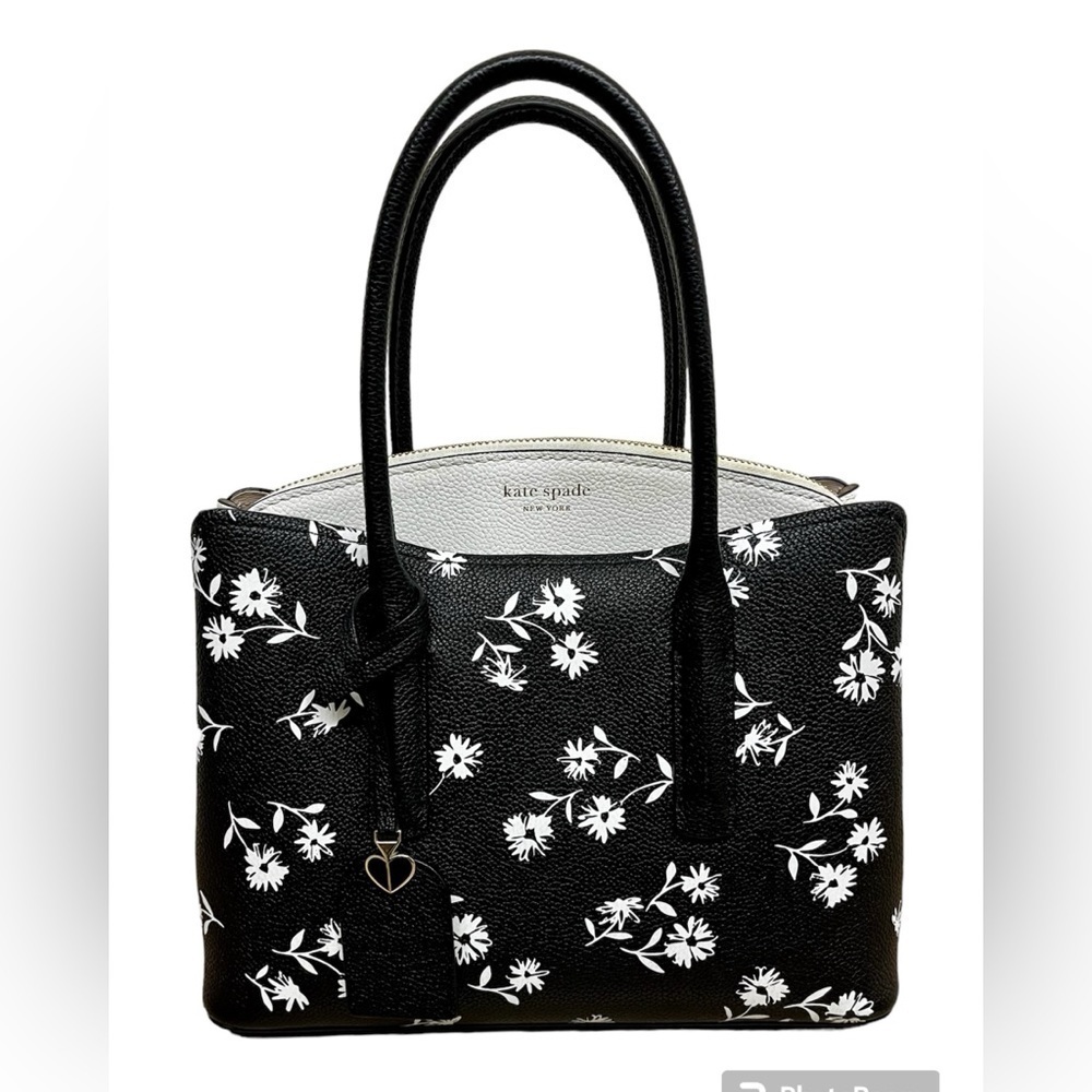 kate spade Black & White Floral Leather Crossbody Tote